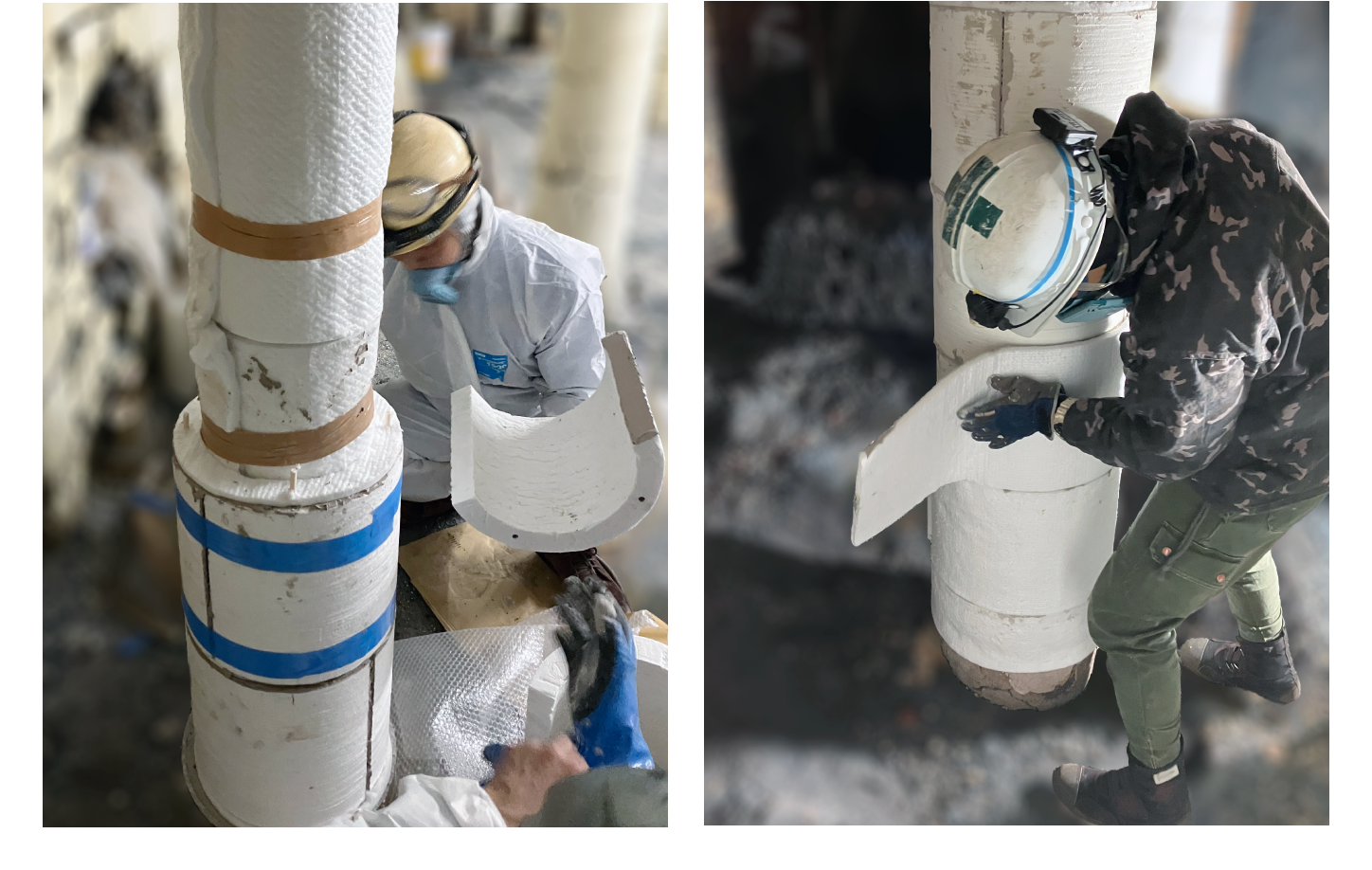 スキッドポストブロック施工時の写真